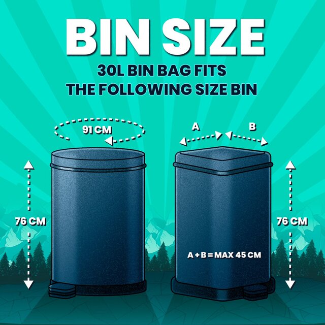 BEAST Incredibly Tough Tall and Slim Drawstring Pedal Bin Bags 30L thumbnail 3