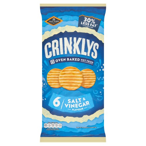 Jacobs Crinklys Salt & Vinegar 30% Less Fat Baked Snacks Multipack