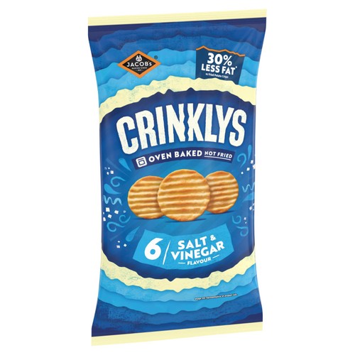 Jacobs Crinklys Salt & Vinegar 30% Less Fat Baked Snacks Multipack thumbnail 3