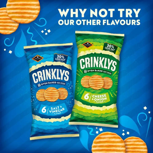 Jacobs Crinklys Salt & Vinegar 30% Less Fat Baked Snacks Multipack thumbnail 6