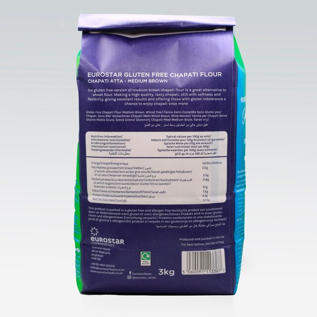 Eurostar Gluten Free Chapati Flour Medium Brown thumbnail 2