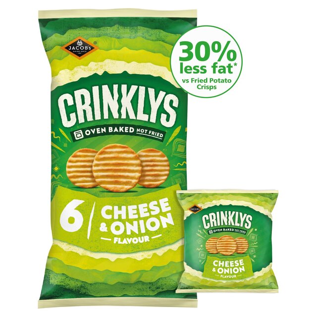 Jacob's Crinklys Cheese & Onion 30% Less Fat  Multipack Snacks