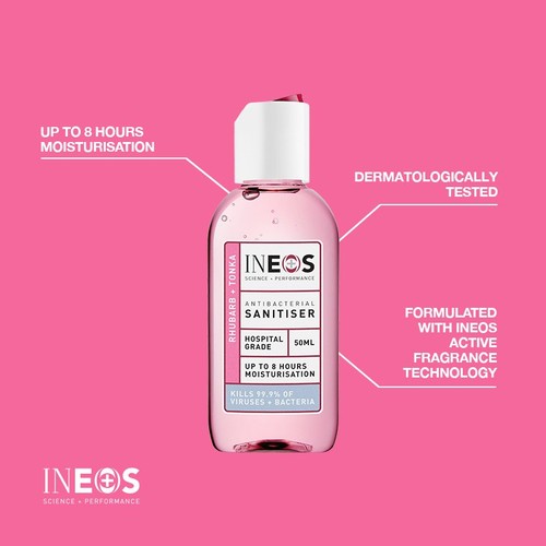 INEOS Anti Viral & Anti Bacterial Hand Sanitiser Gel Rhubarb & Tonka thumbnail 3