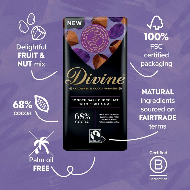 Divine 68% Dark Chocolate with Fruit & Nut thumbnail 4