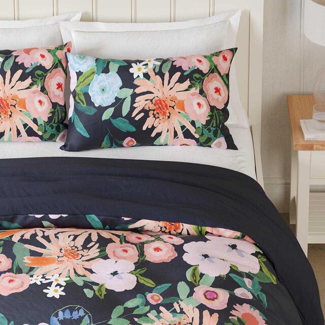 M&S Collection Pure Cotton Sateen Floral Bedding Set (3 ft) Teal Mix thumbnail 2
