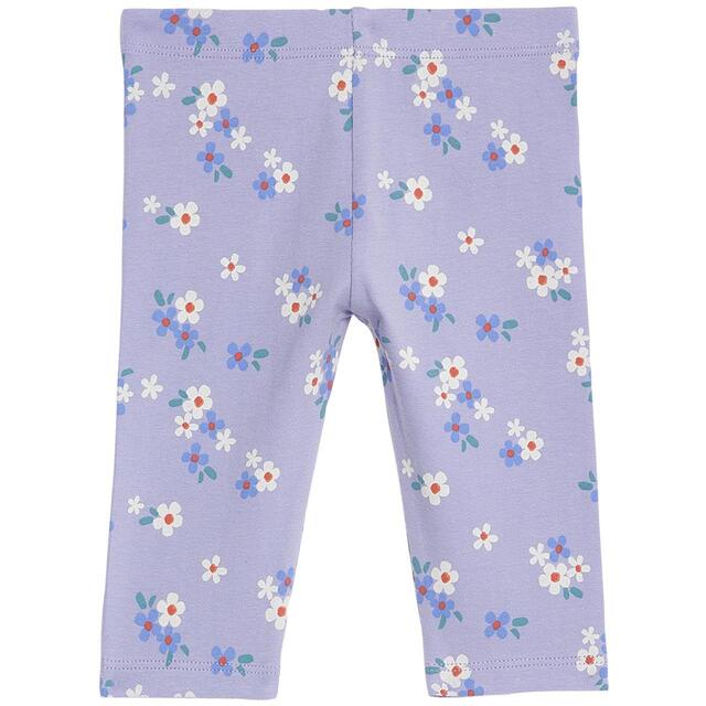 M&S Girls Collection Cotton Rich Floral Leggings, 0 Months-3 Years, Purple thumbnail 2