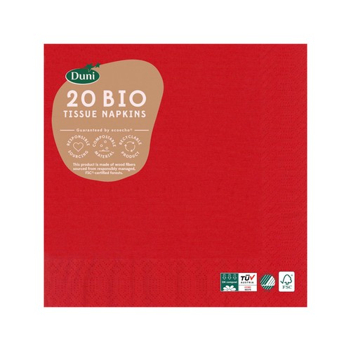 Red Compostable 3 Ply Paper Napkins thumbnail 2