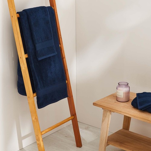 M&S Super Soft Pure Cotton Antibacterial Towel 2pk Face Towels Dark Navy thumbnail 3