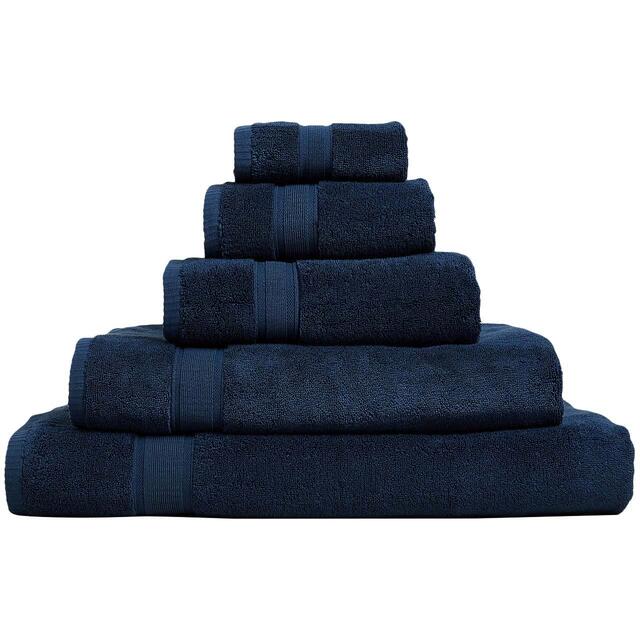 M&S Super Soft Pure Cotton Antibacterial Towel 2pk Face Towels Dark Navy