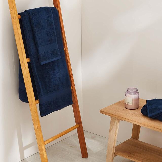 M&S Super Soft Pure Cotton Antibacterial Towel 2pk Face Towels Dark Navy thumbnail 3