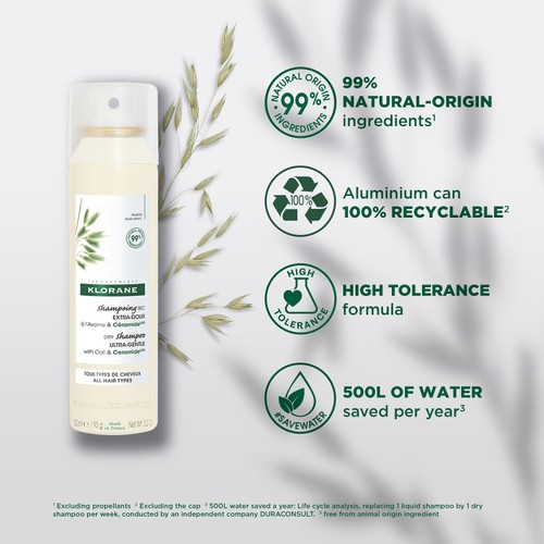 Klorane Extra-Gentle Dry Shampoo - All Hair Types - with Oat & CeramideLIKE thumbnail 4