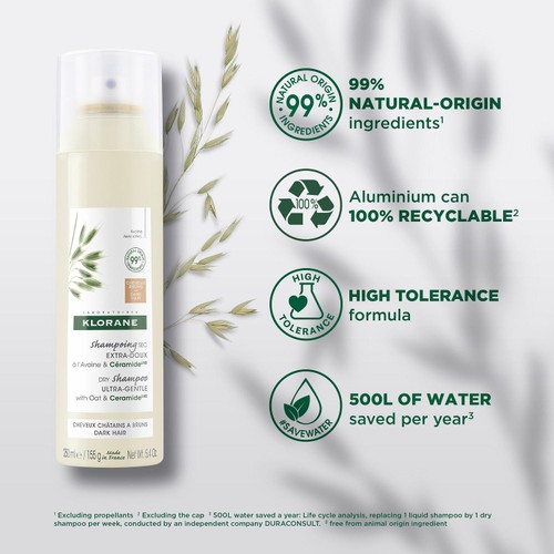 Klorane Extra-Gentle Tinted  Dry Shampoo Oat & CeramideLIKE thumbnail 5