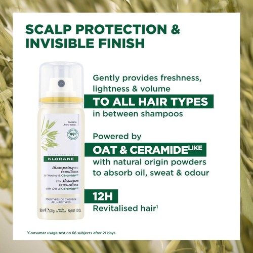 Klorane Extra-Gentle Dry Shampoo - All Hair Types - with Oat & CeramideLIKE thumbnail 3