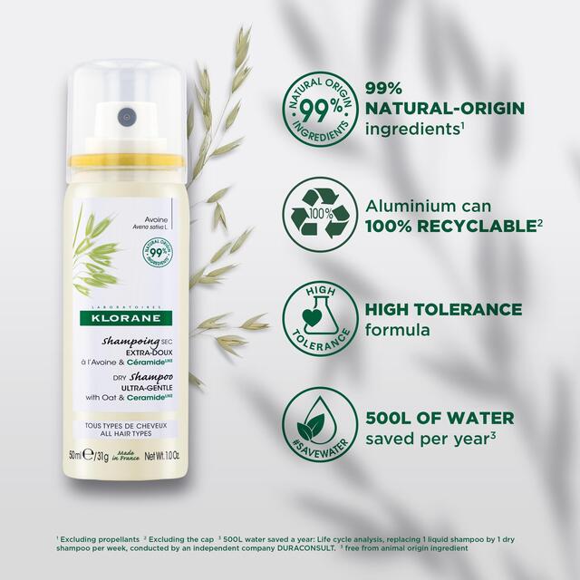 Klorane Extra-Gentle Dry Shampoo - All Hair Types - with Oat & CeramideLIKE thumbnail 4