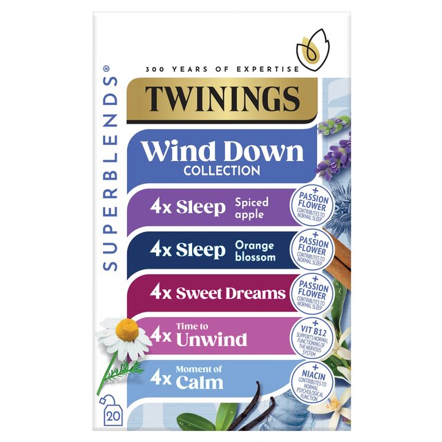 Twinings Superblends Wind Down  Collection Variety Pack, 20 Tea Bags