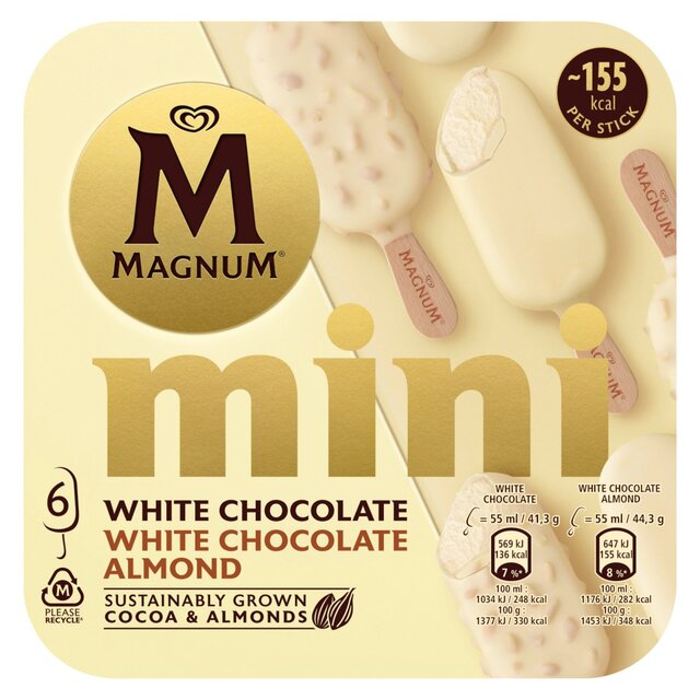 Magnum Mini White Chocolate & White Chocolate Almond Ice Cream Sticks thumbnail 2