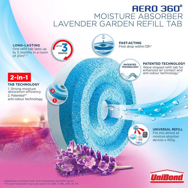 Unibond AERO 360 Moisture Absorber Lavender Refill Tab thumbnail 3