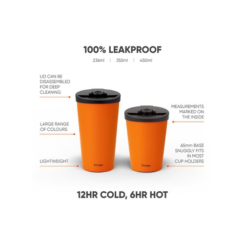 Smidge Reusable Travel Cup, Citrus, 355ml  thumbnail 3