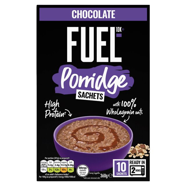 FUEL 10K Chocolate Protein Porridge Sachets Oat Cereal Sachets thumbnail 2