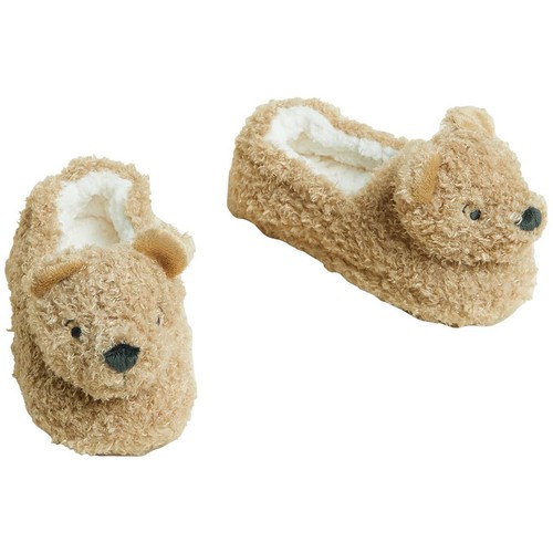 M&S Kids Spencer Bear Slippers, Size 6, Light Brown