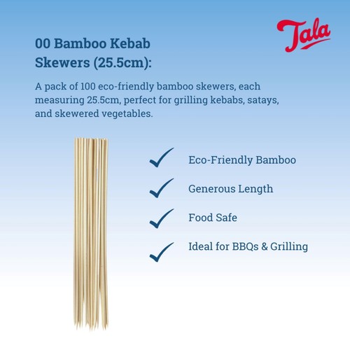 Tala 100 Bamboo Kebab Skewers 25.5cm Long  thumbnail 4