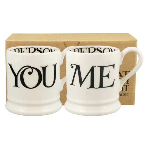 Emma Bridgewater Black Toast You & Me 1/2 Pint Mugs Boxed