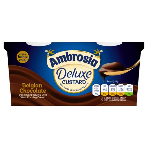 Ambrosia Deluxe Custard Belgian Chocolate Dessert Snack Pots thumbnail 2