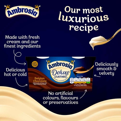 Ambrosia Deluxe Custard Belgian Chocolate Dessert Snack Pots thumbnail 5