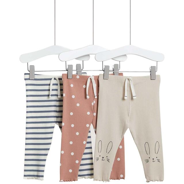 M&S Printed Leggings, 3 Pack, 0 Months-3 Years