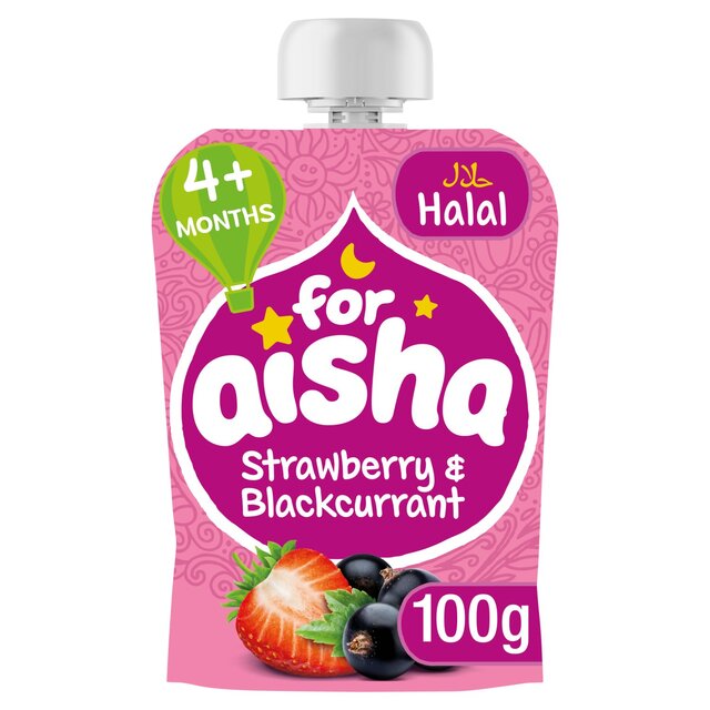 For Aisha Fruit Pouch +4 Months, Strawberry & Blackcurrant