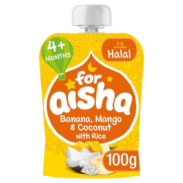For Aisha Fruit Pouch +4 Months, Banana, Mango & Coconut with Rice