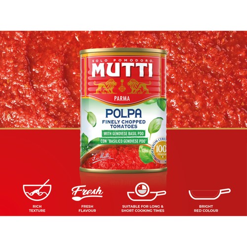Mutti Polpa Finely Chopped Italian Tomatoes & Basil  thumbnail 3