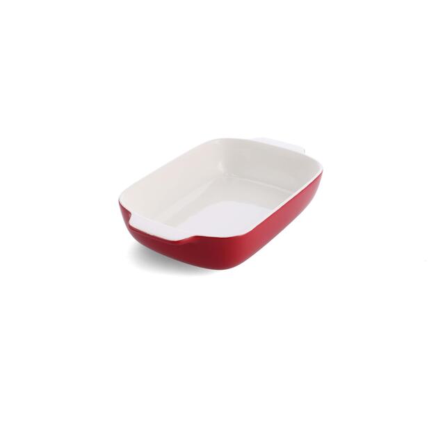 KitchenAid Empire Red Large 32cm Stoneware Rectangular Dish with Bamboo Lid thumbnail 2