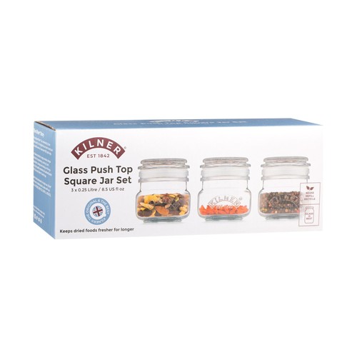 Kilner Square Push Top Jars Set of 3 250ml thumbnail 2