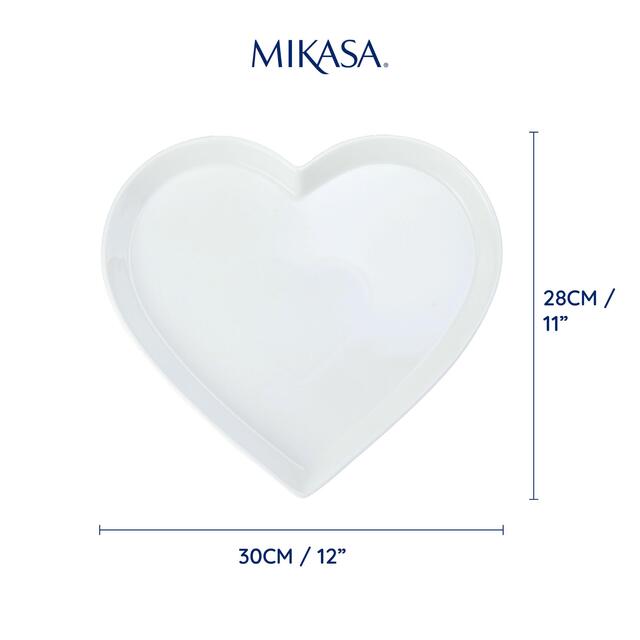 Mikasa Chalk Porcelain Heart Serving Platter, 30cm, Labelled thumbnail 4