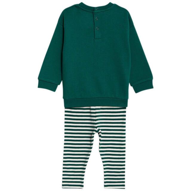 M&S Cotton Oh What Fun Slogan Outfit 0-3M Green thumbnail 2