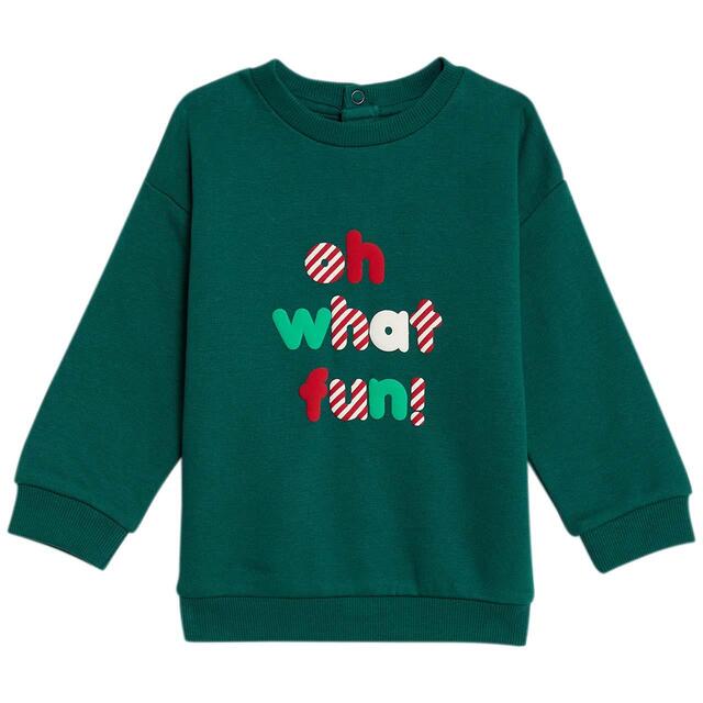 M&S Cotton Oh What Fun Slogan Outfit 0-3M Green thumbnail 3