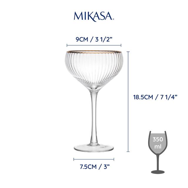 Mikasa Sorrento Champagne Coupe Glasses, 350ml thumbnail 3