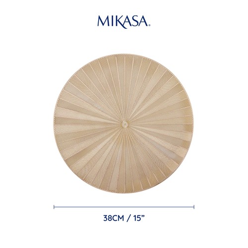 Mikasa PU Round Placemats, Gold, 38cm thumbnail 3