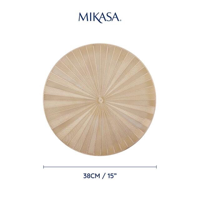 Mikasa 4pc PU Round Placemats, Gold, 38cm, Tagged thumbnail 3