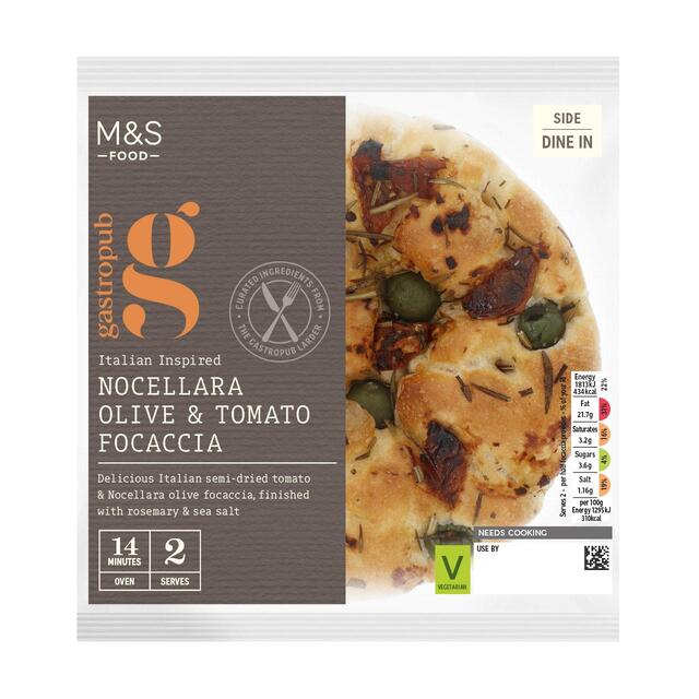 M&S Gastropub Olive Semi-dried Tomato Rosemary & Sea Salt Focaccia Side thumbnail 2