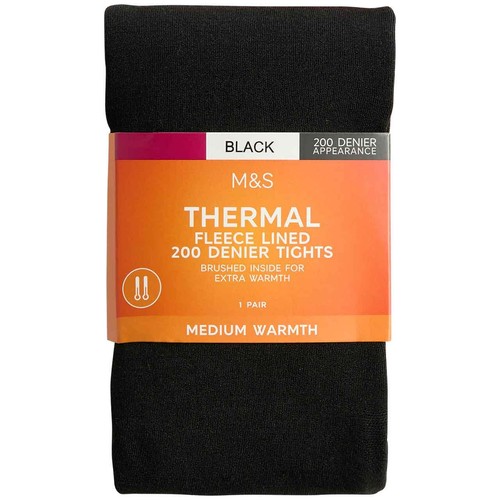 M&S Collection, 200 Denier Thermal Fleece Lined Tights, Extra Large, Black