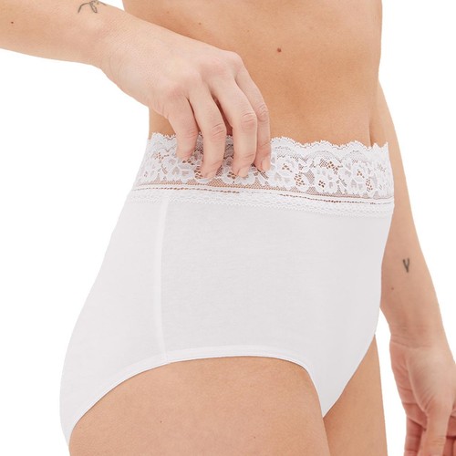 M&S Womens Collection Cotton Lycra & Lace Full Briefs, 5 Pack, 12, White thumbnail 2