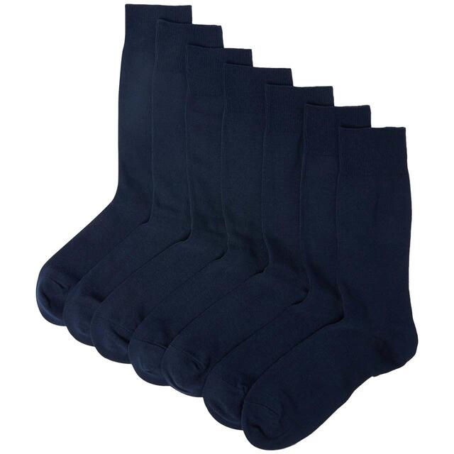 M&S Mens Cool & Fresh Cotton Rich Socks, 7 Pack, 6-8, Navy