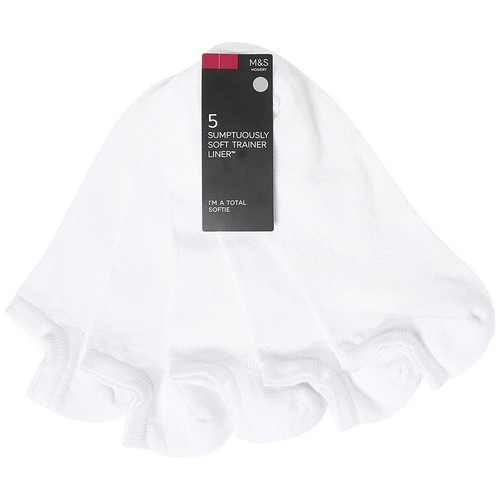 M&S Sumptuously Soft Trainer Liners, Sizes 3-5, White