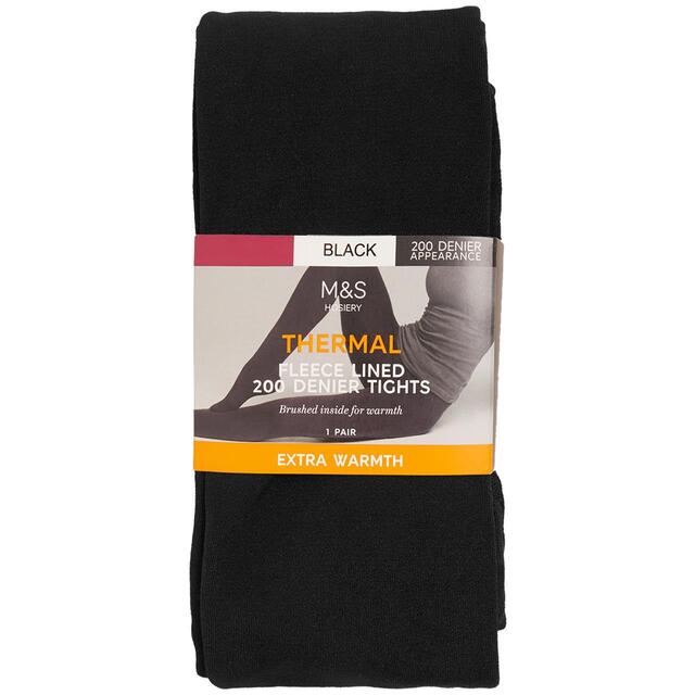 M&S Womens Collection 200 Denier Thermal Fleece Lined Tights, S-XL, Black