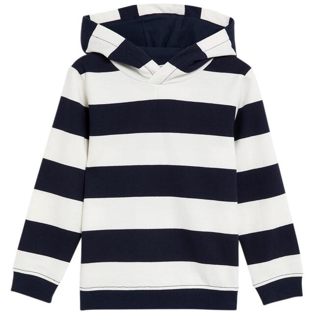M&S Boys Pure Cotton Striped Hoodie, 2-7 Years