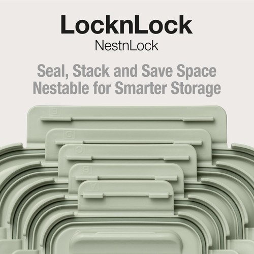 LocknLock NestnLock Sage Green Container Set, 5pc thumbnail 3