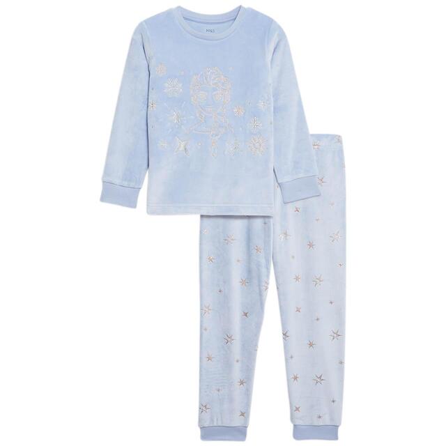 M&S Frozen Velour PJs, 6-7 Years, Blue