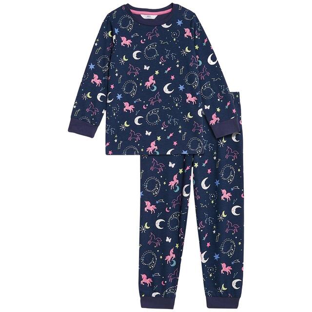 M&S Unicorn Glow in the Dark PJ, 2-3 Years, Navy